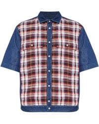 DSquared² - Denim Shirt With Plaid Pattern - Lyst