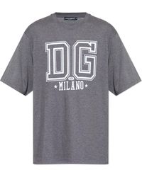 Dolce & Gabbana - T-Shirt With A Logo And Velvet Finish - Lyst