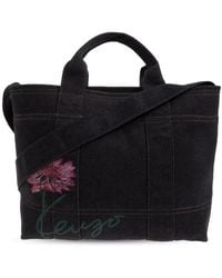 KENZO - Denim Bag With Floral Motif - Lyst