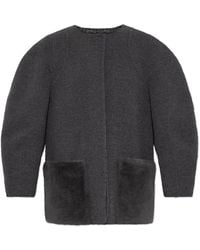 Fendi - Wool Jacket With Fur Pockets - Lyst
