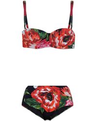 Dolce & Gabbana - Two-Piece Swimsuit With Floral Motif - Lyst