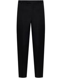 McQueen - Wool Trousers With Silk Side Stripe - Lyst