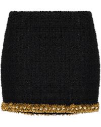 Balmain - Tweed Skirt With Appliqués - Lyst