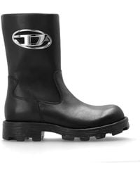 DIESEL - Leather Ankle Boots 'D-Hammer' - Lyst