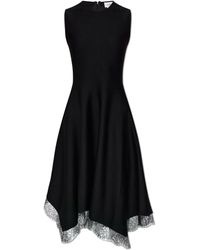 McQueen - Asymmetrical Dress With Lace Trim - Lyst