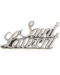 Saint Laurent Logo-shaped Brooch - Metallic