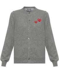 COMME DES GARÇONS PLAY - Wool Cardigan With Logo Patch - Lyst