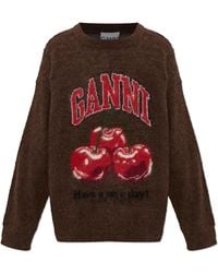 Ganni - Oversized Sweater With Logo - Lyst