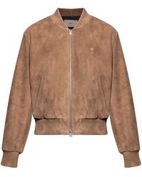 Ami Paris - Suede Jacket With Embossed Logo - Lyst
