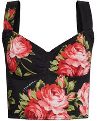 Dolce & Gabbana - Short Top With Floral Motif - Lyst