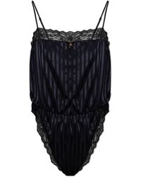 Versace - Silk Bodysuit With Lace Trim - Lyst