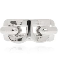 Balenciaga - Silver Brass Ring With Logo - Lyst