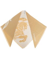Burberry - Wool Scarf With Logo - Lyst