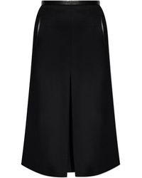 Saint Laurent - Skirt With Leather Trim - Lyst