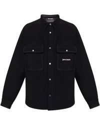 Palm Angels - Wool Shirt With Logo - Lyst