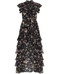 knee length dresses for ladies AllSaints- Abi Lace Trim Draped Midi Dress – dstore Egypt main image 0