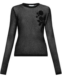 Ganni - Crocheted Top With Floral Motif - Lyst