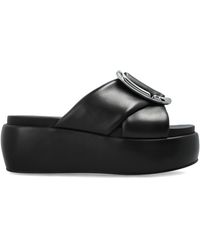 Marc Jacobs - Leather Platform Slide Sandals - Lyst