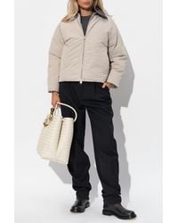 Bottega Veneta - Quilted Jacket With Leather Collar - Lyst