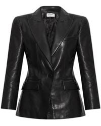 Balmain - Leather Blazer With A Single Vent - Lyst