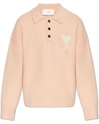Ami Paris - Polo Sweater With Logo - Lyst
