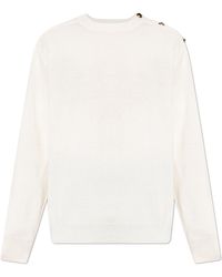 Balmain - Sweater With Snap Button Shoulder Fastening - Lyst