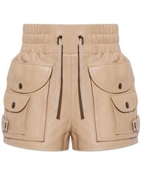 Balmain - Leather Shorts With Pockets - Lyst