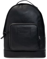 Emporio Armani - Leather Backpack With Logo, - Lyst