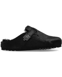 Scholl - Leather Slippers 'Grace Fur' - Lyst