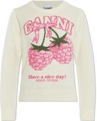 Ganni - Sweater With Logo - Lyst