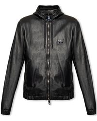 Dolce & Gabbana - Hooded Leather Jacket - Lyst