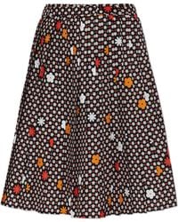 MM6 by Maison Margiela - Pleated Skirt With Floral Motif - Lyst