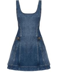 Self-Portrait - Denim Dress With Straps - Lyst