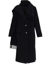 The Attico - Wool Coat With Attached Scarf - Lyst