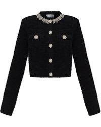 Self-Portrait - Cardigan With Shimmering Crystals - Lyst