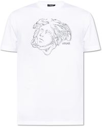Versace - T-Shirt With Shimmering Sequins - Lyst
