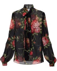 Dolce & Gabbana - Silk Shirt With Floral Motif - Lyst