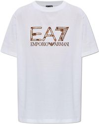 EA7 - T-Shirt With Shimmering Sequins - Lyst