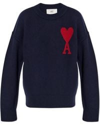 Ami Paris - Cardigan With Embroidered Logo - Lyst