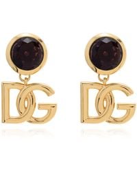 Dolce & Gabbana - Clip-On Earrings With A Shimmering Crystal - Lyst