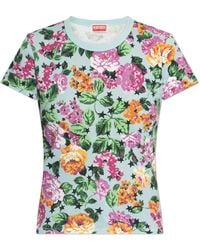KENZO - T-Shirt With Floral Motif - Lyst