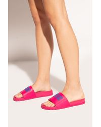 Versace Jeans Couture Slides With Logo - Pink