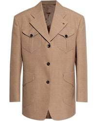 Versace - Wool Blazer With Single Vent - Lyst