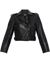 Balmain - Leather Jacket With Belt - Lyst