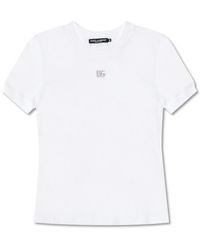 Dolce & Gabbana - T-Shirt With Logo Appliqué - Lyst