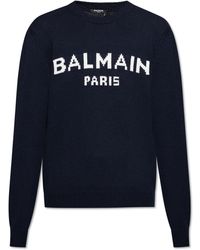 Balmain - Sweater With Embroidered Logo - Lyst