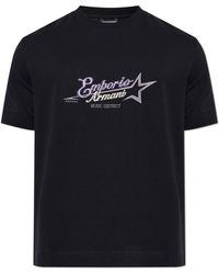 Emporio Armani - T-Shirt With Embroidered Logo - Lyst