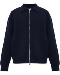 Laneus - Wool Cardigan With Collar - Lyst
