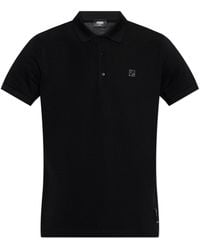 Fendi - Polo Shirt With A Logo-Shaped Appliqué - Lyst