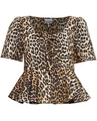 Ganni - Top With Animal Motif - Lyst